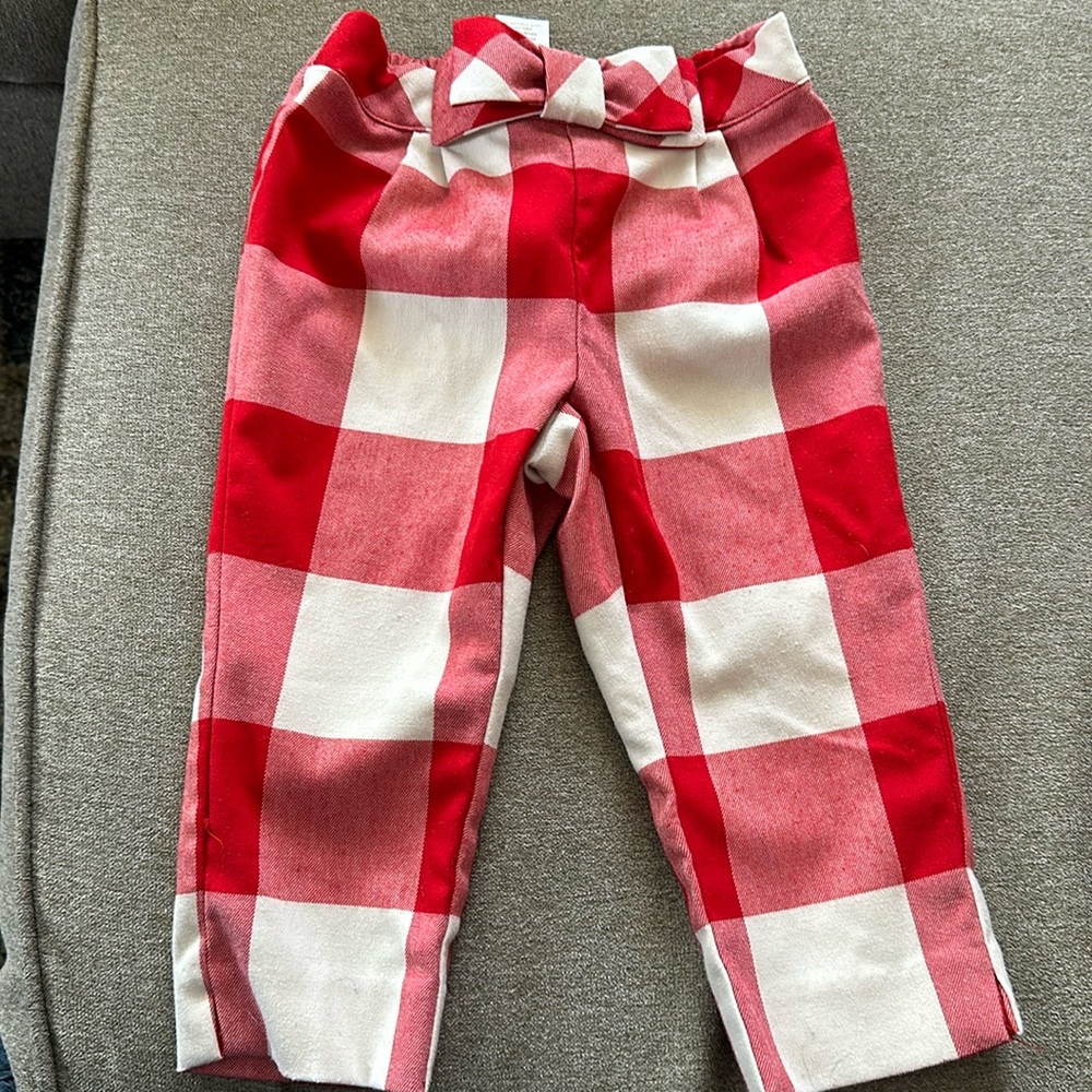 EUC Janie and Jack 12-18m plaid bow pants